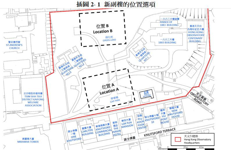 插圖2- 1 新副樓的位置選項