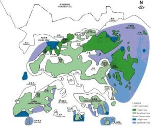 图九 全港发展策略检讨的基线研究有助确定环境敏感地区，使这些地区免受发展项目破坏