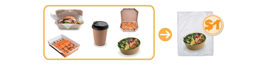 F&B takeaway foodstuff items in non-airtight packaging